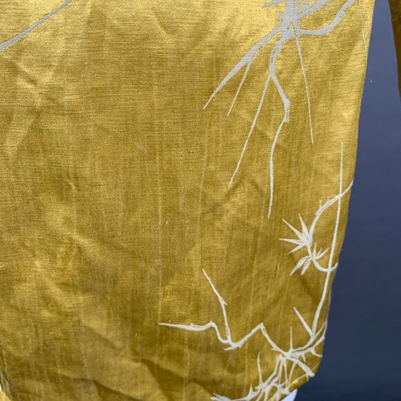 HAIDER ACKERMANN Size S Gold White Jacquard Linen Silk Layered Long Sleeve Shirt - Picture 7 of 14